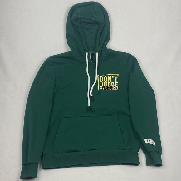 Fifth Loop Graphic Don't Judge My Choices Sweater Womens Small Green Hoodie - Picture 2 of 9
